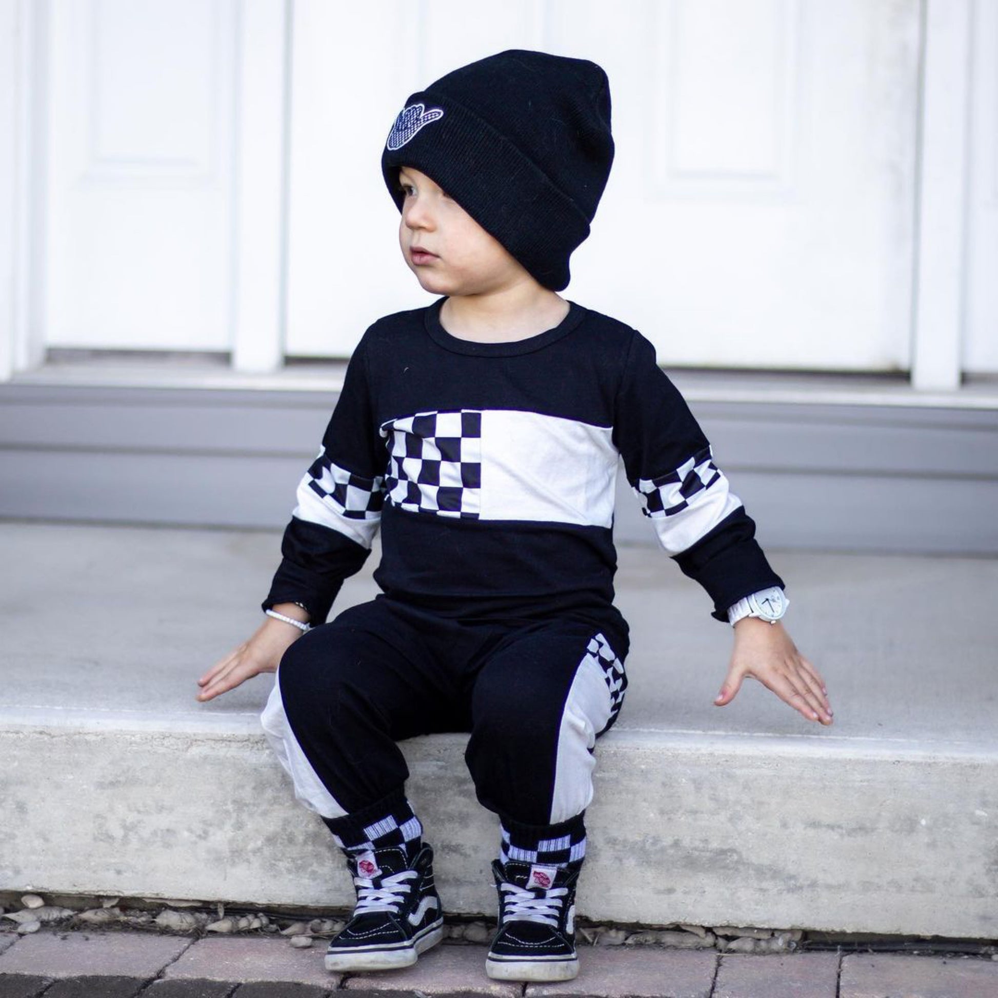 Sweatshirt And Joggers Set - Color Block Checkered - TruVibeStyle
