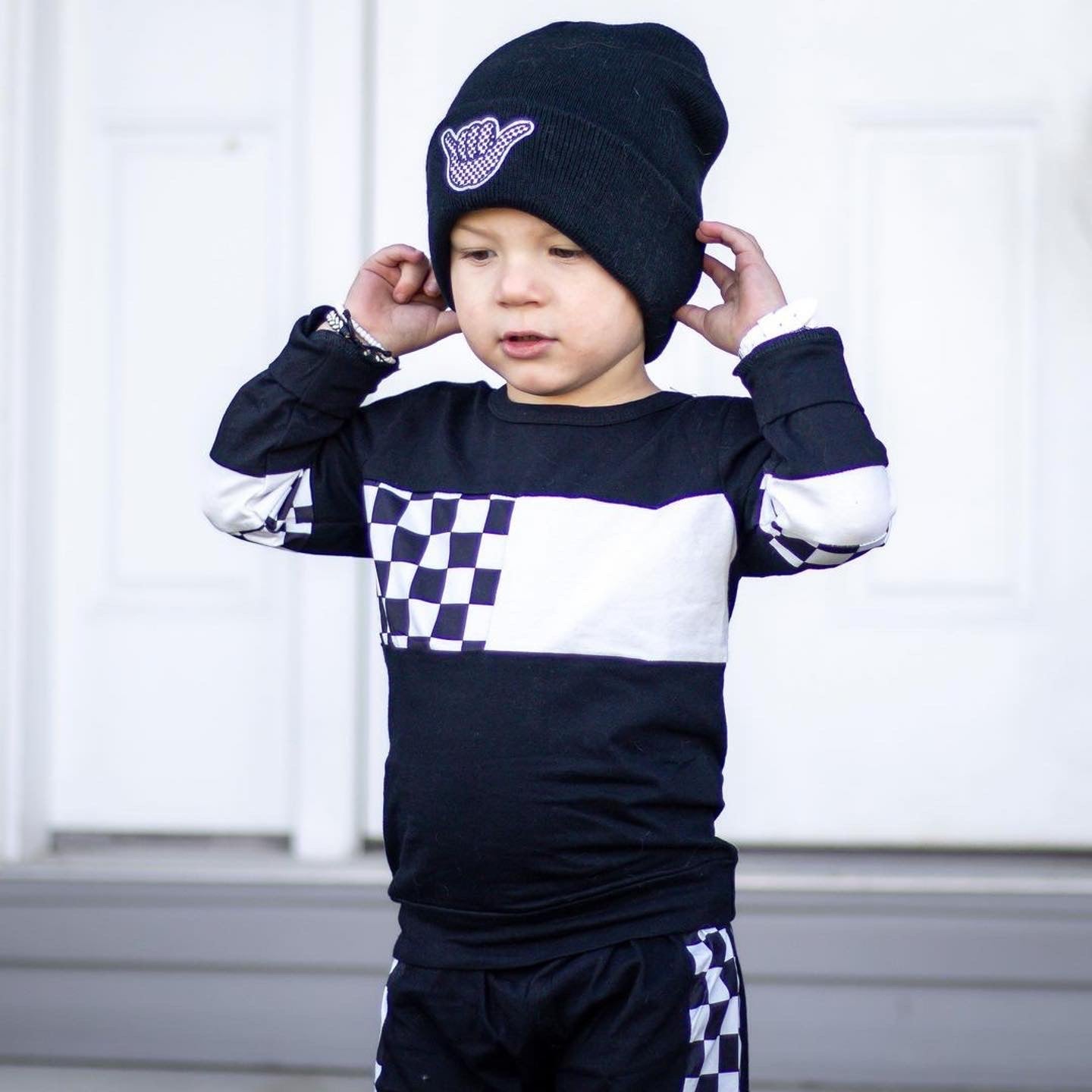 Sweatshirt And Joggers Set - Color Block Checkered - TruVibeStyle