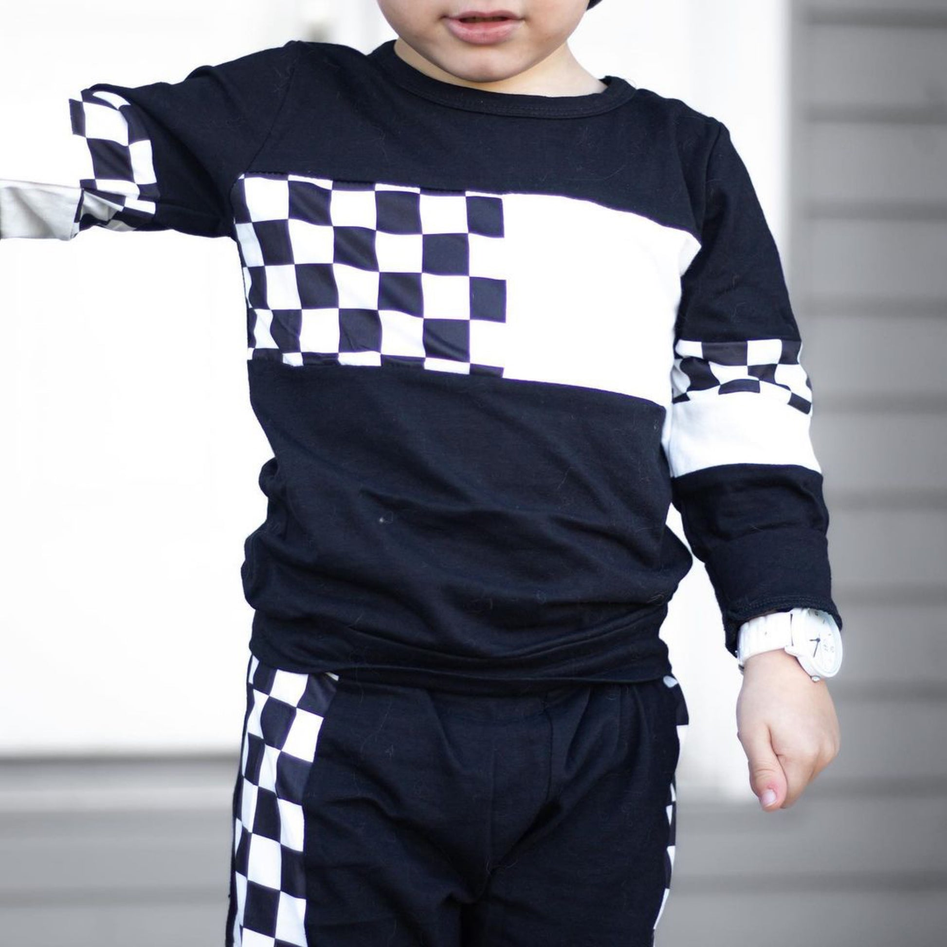 Sweatshirt And Joggers Set - Color Block Checkered - TruVibeStyle