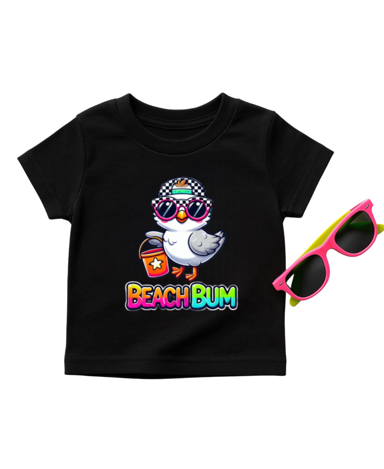 Neon Beach Bum - Black tee