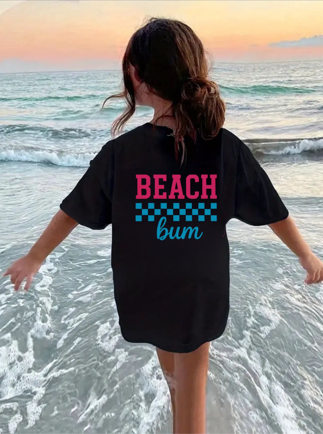 Neon Beach Vibes- Black Tee