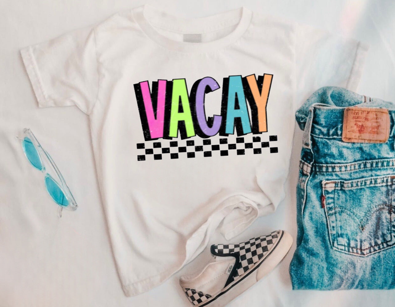 Neon Vacay Checkered - Tee