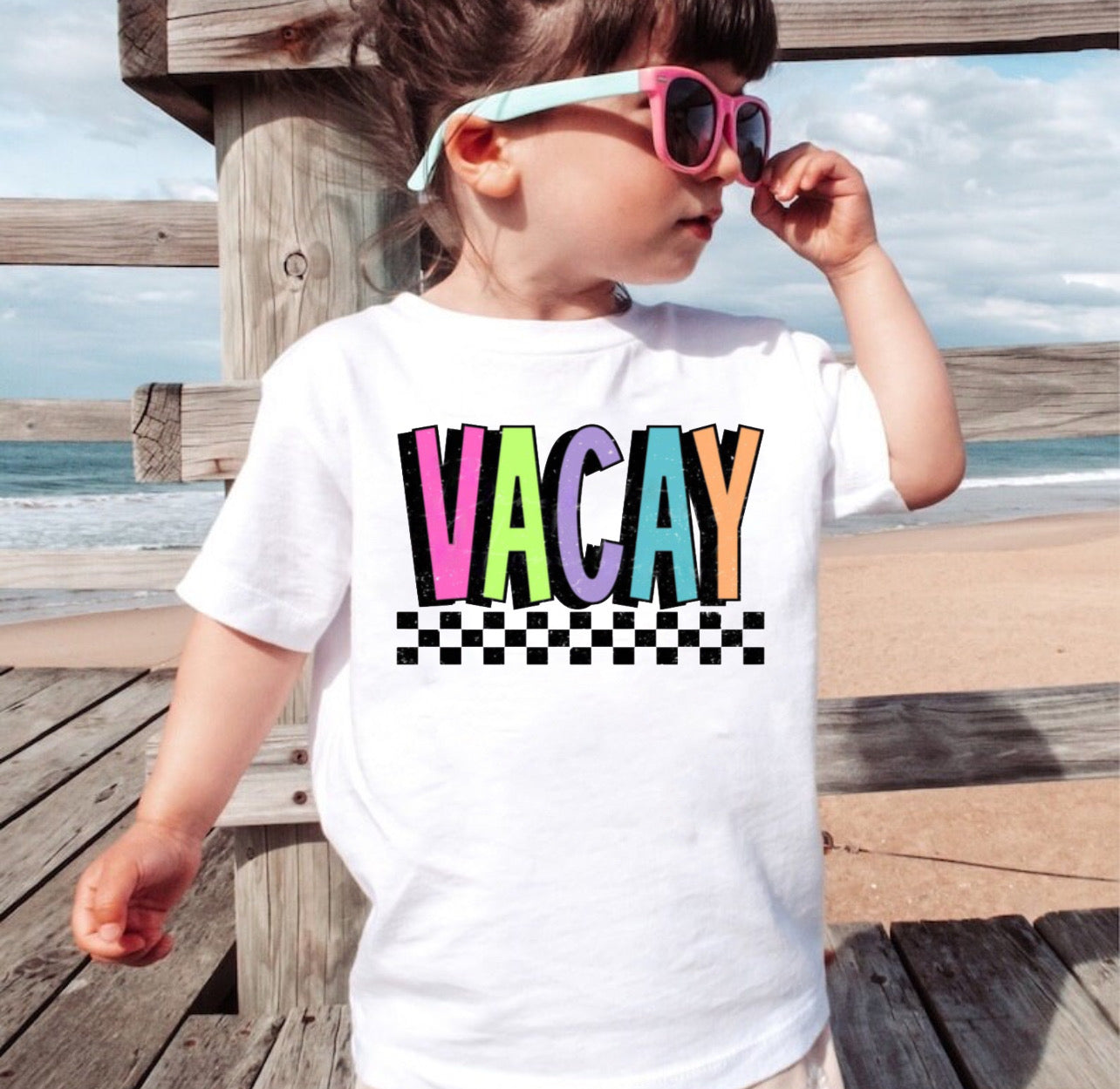 Neon Vacay Checkered - Tee