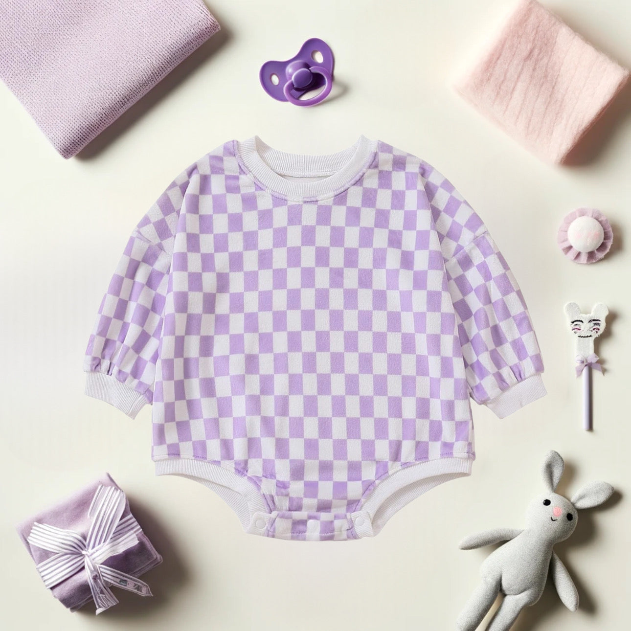 Lavender Checkered Romper