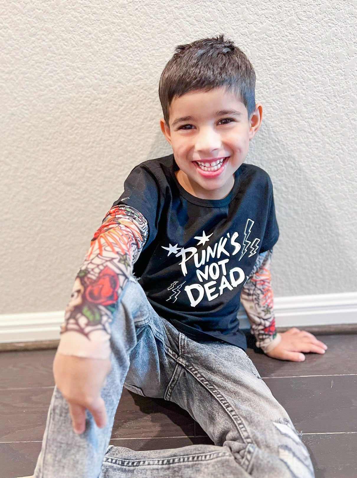 Tattoo Sleeve Shirt For Toddlers - Punks Not Dead - TruVibeStyle
