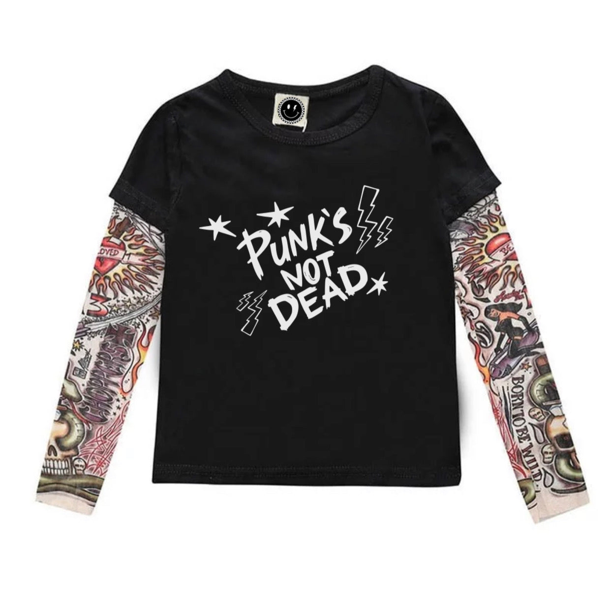 Tattoo Sleeve Shirt For Toddlers - Punks Not Dead - TruVibeStyle