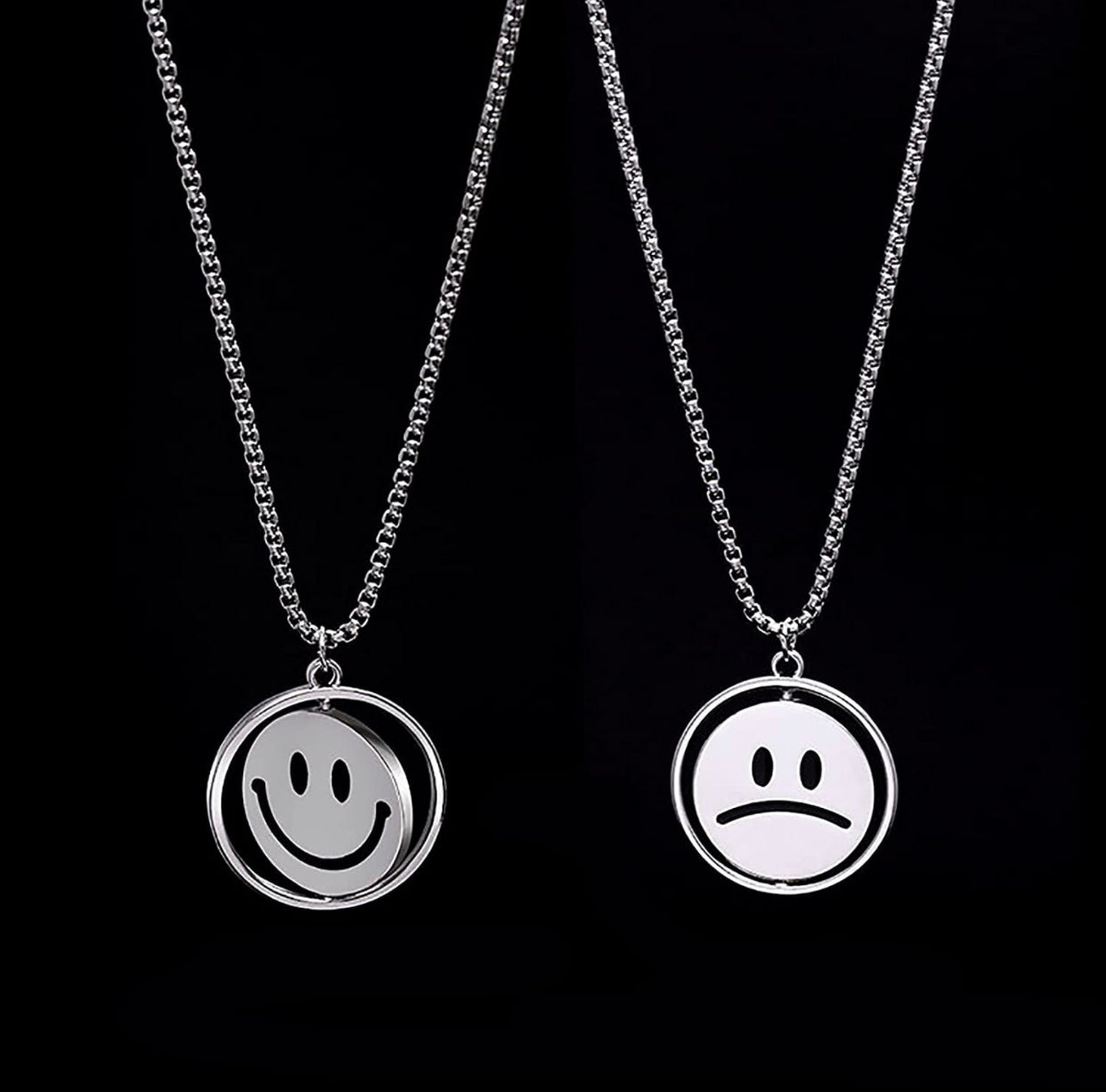 Sad Smiley Charm Necklace - Sad Necklace - TruVibeStyle