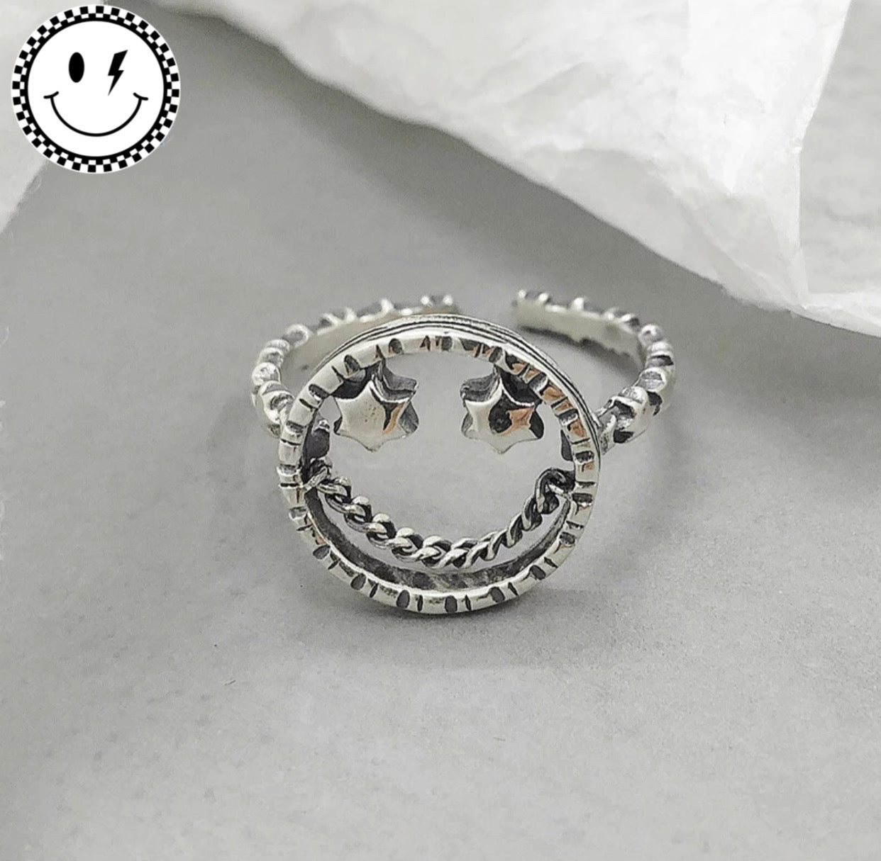 Sterling Silver Rings - Sterling silver Smiley ring - TruVibeStyle